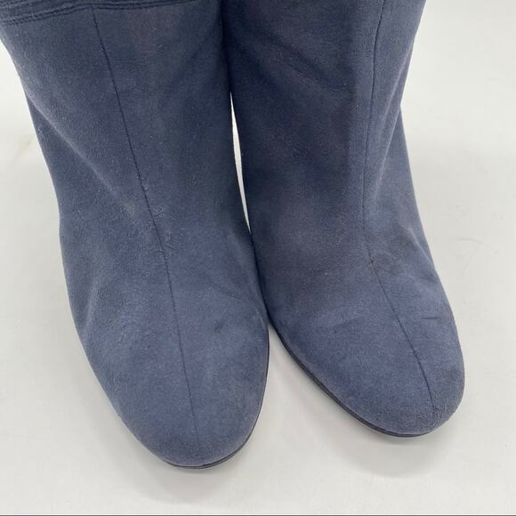Stella McCartney Boots Blue Vegan Suede Leather Heeled Slouchy Mid Calf Size 7.5 - Picture 8 of 10